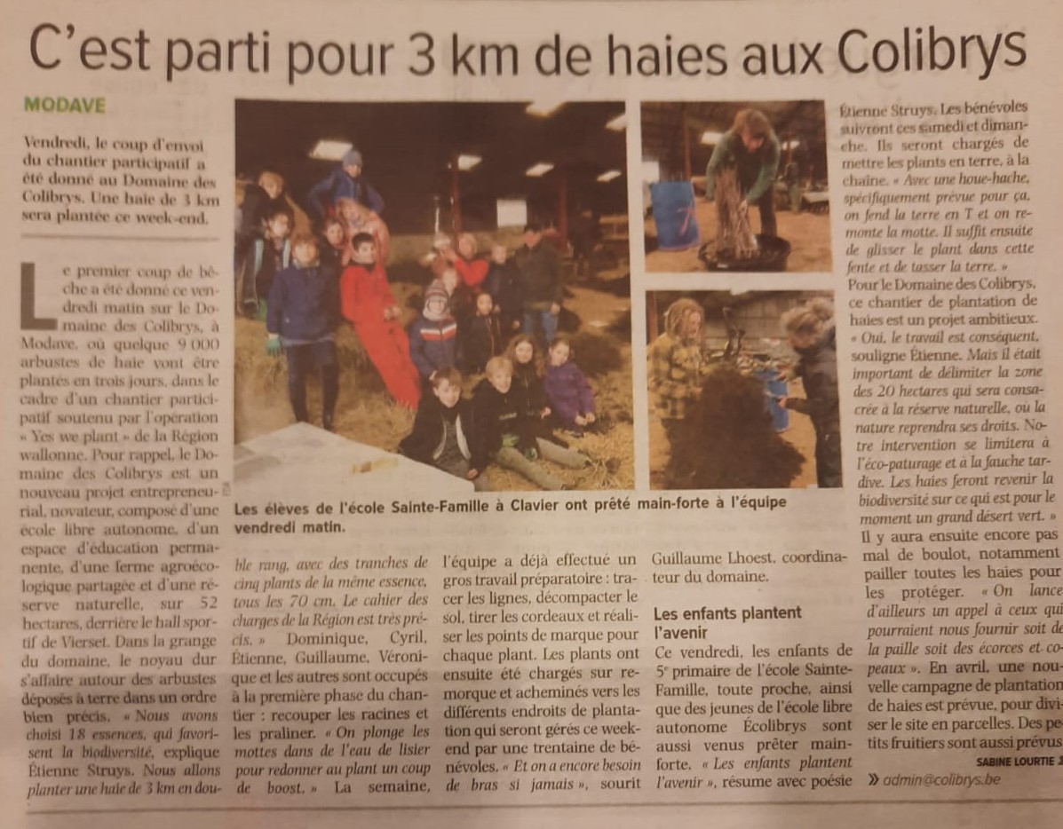 Article dans L’Avenir HuyWaremme du 25/11/2023